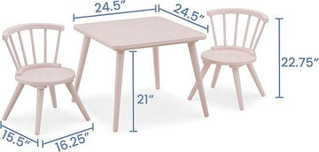 Delta Children Windsor Kids Wood Table Chair Set Blush Pink